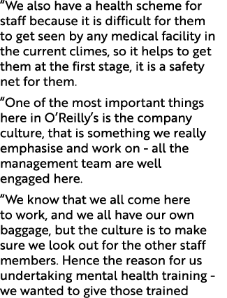 “We also have a health scheme for staff because it is difficult for them to get seen by any medical facility in the c...