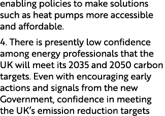enabling policies to make solutions such as heat pumps more accessible and affordable. 4. There is presently low conf...