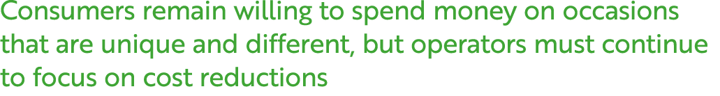 Consumers remain willing to spend money on occasions that are unique and different, but operators must continue to fo...