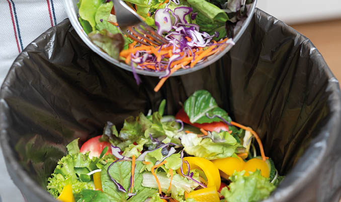 Food waste environment concept, people throwing food garbage into bin prepare to decompose.