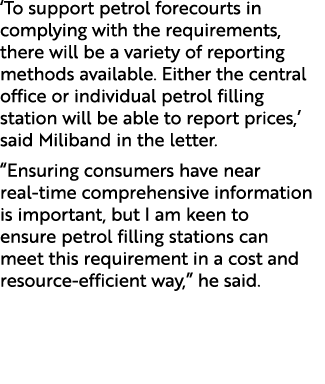 ‘To support petrol forecourts in complying with the requirements, there will be a variety of reporting methods availa...