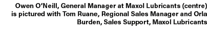 Owen O’Neill, General Manager at Maxol Lubricants (centre) is pictured with Tom Ruane, Regional Sales Manager and Orl...