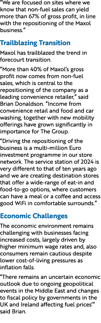 “We are focused on sites where we know that non fuel sales can yield more than 67% of gross profit, in line with the ...