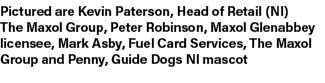 Pictured are Kevin Paterson, Head of Retail (NI) The Maxol Group, Peter Robinson, Maxol Glenabbey licensee, Mark Asby...
