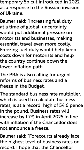 temporary 5p cut introduced in 2022 as a response to the Russian invasion of Ukraine. Balmer said: “Increasing fuel d...