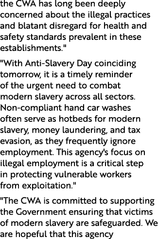 the CWA has long been deeply concerned about the illegal practices and blatant disregard for health and safety standa...