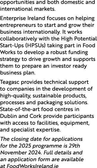 opportunities and both domestic and international markets. Enterprise Ireland focuses on helping entrepreneurs to sta...