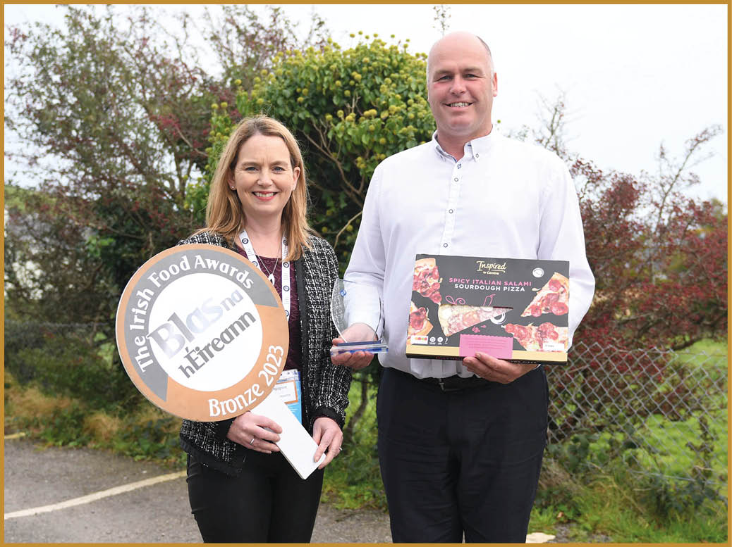 Mark McCaffrey, Crust & Crumb Bakery, Fermanagh, with Majella Moynihan (Musgraves). (Supervalu and Centra)