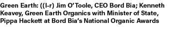 Green Earth: ((l r) Jim O’Toole, CEO Bord Bia; Kenneth Keavey, Green Earth Organics with Minister of State, Pippa Hac...