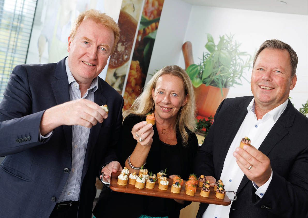 24/9/24 ***NO REPRO FEE*** Albert McQuaid, Chief Science and Technology Officer​, Kerry; Briony Mansell Lewis, Managing Director Food Matters Live; and Thomas Hahlin Ahlinder, President & CEO, Kerry Europe, announced that Food Matters Live, the successful UK food ingredient innovation event will take place in Dublin for the first time on November 5th and 6thin Croke Park. The showcase featuring more than 80 speakers across three stages is the first of its kind for Ireland focussing on sustainable sourcing, positive nutrition, emerging technology and how mega-trends are impacting food ingredient innovation. Pic: Marc O'Sullivan