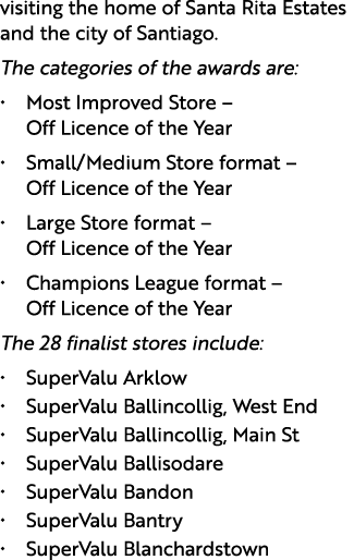 visiting the home of Santa Rita Estates and the city of Santiago. The categories of the awards are: • Most Improved S...