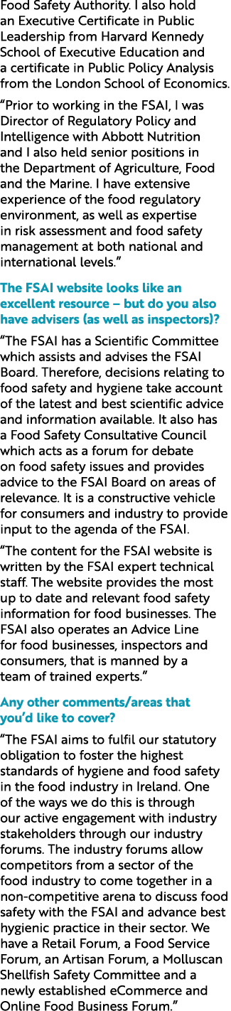 Food Safety Authority. I also hold an Executive Certificate in Public Leadership from Harvard Kennedy School of Execu...