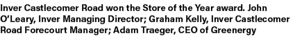 Inver Castlecomer Road won the Store of the Year award. John O’Leary, Inver Managing Director; Graham Kelly, Inver Ca...