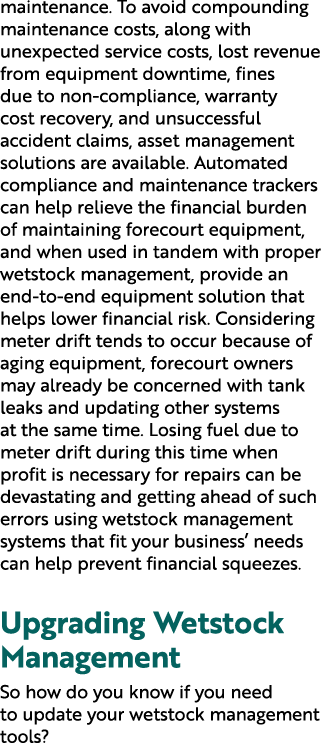 maintenance. To avoid compounding maintenance costs, along with unexpected service costs, lost revenue from equipment...