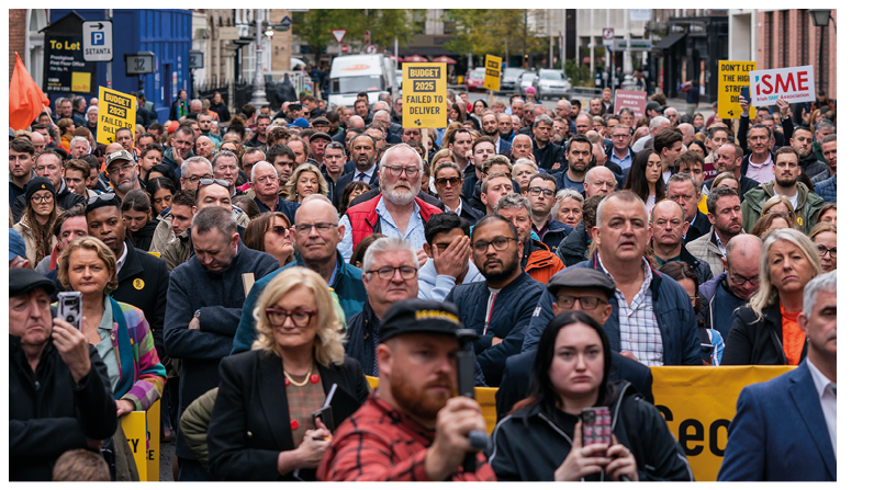 15th October 2024; D il March to protest lack of SME supports in Budget 2025.  Photo by Siobhan Taylor