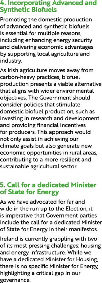4. Incorporating Advanced and Synthetic Biofuels Promoting the domestic production of advanced and synthetic biofuels...