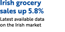 Irish grocery sales up 5.8% Latest available data on the Irish market