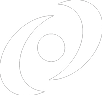 A black background with a white abstract design featuring a central circle surrounded by two curved shapes resembling stylized eyes or swirling motion. Description generated by AI