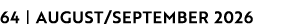 64 | AUGUST/SEPTEMBER 2026