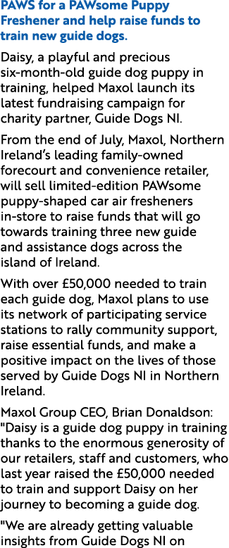 PAWS for a PAWsome Puppy Freshener and help raise funds to train new guide dogs. Daisy, a playful and precious six mo...