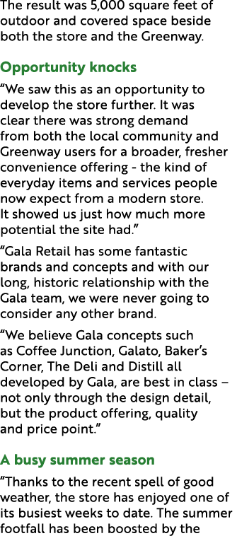 The result was 5,000 square feet of outdoor and covered space beside both the store and the Greenway. Opportunity kno...