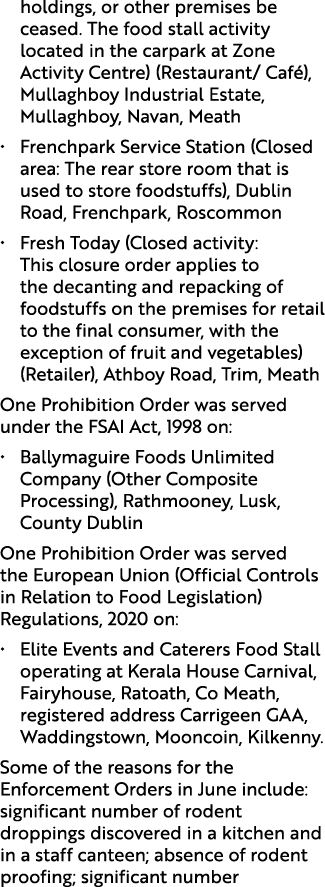 holdings, or other premises be ceased. The food stall activity located in the carpark at Zone Activity Centre) (Resta...