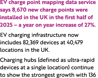 EV charge point mapping data service says 8,670 new charge points were installed in the UK in the first half of 2025 ...