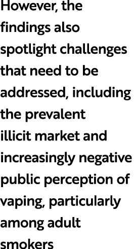 However, the findings also spotlight challenges that need to be addressed, including the prevalent illicit market and...
