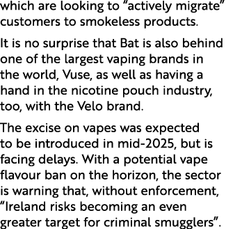 which are looking to “actively migrate” customers to smokeless products. It is no surprise that Bat is also behind on...