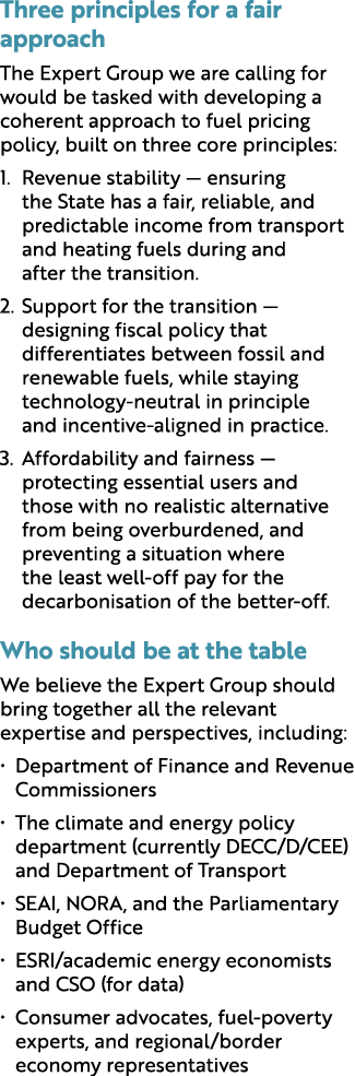Three principles for a fair approach The Expert Group we are calling for would be tasked with developing a coherent a...