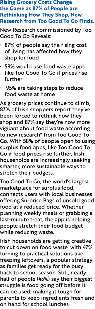Rising Grocery Costs Change the Game as 87% of People are Rethinking How They Shop, New Research from Too Good To Go ...