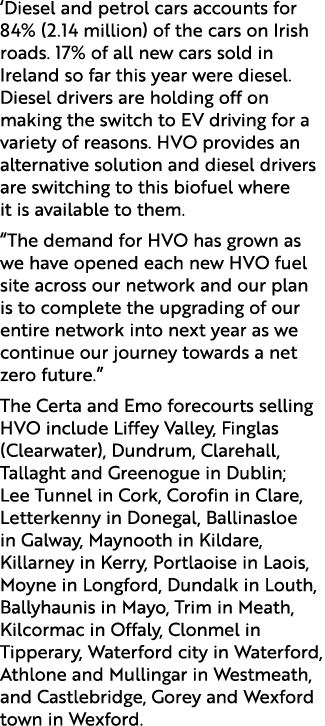 ‘Diesel and petrol cars accounts for 84% (2.14 million) of the cars on Irish roads. 17% of all new cars sold in Irela...