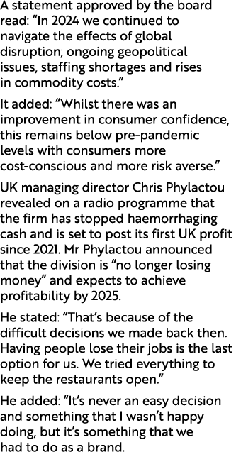 A statement approved by the board read: “In 2024 we continued to navigate the effects of global disruption; ongoing g...
