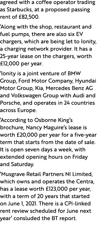 agreed with a coffee operator trading as Starbucks, at a proposed passing rent of £82,500. ‘Along with the shop, rest...