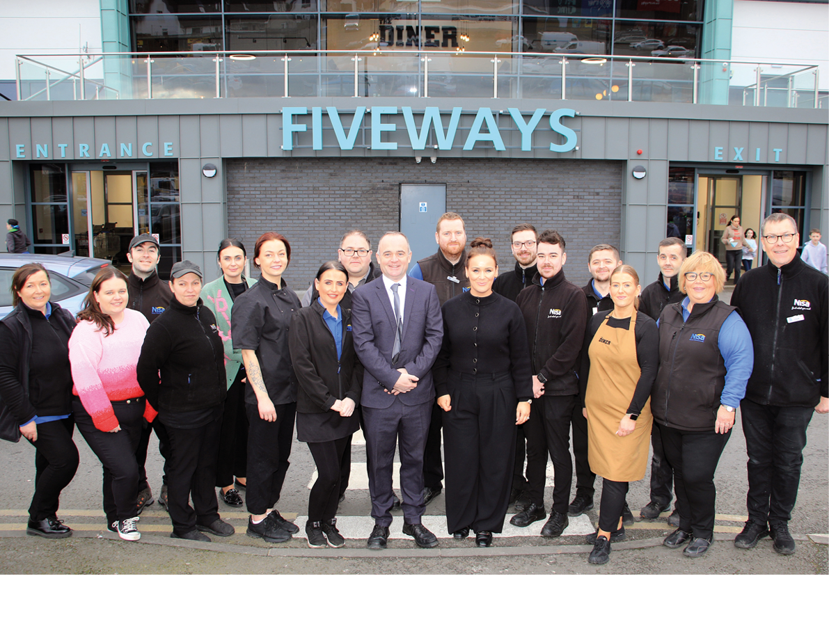 Fiveways Managers Declan Byrne and Helen Meehan with a few of their staff thank their customers and welcome new shoppers to come and enjoy a fantastic shopping experience at FIVEWAYS.