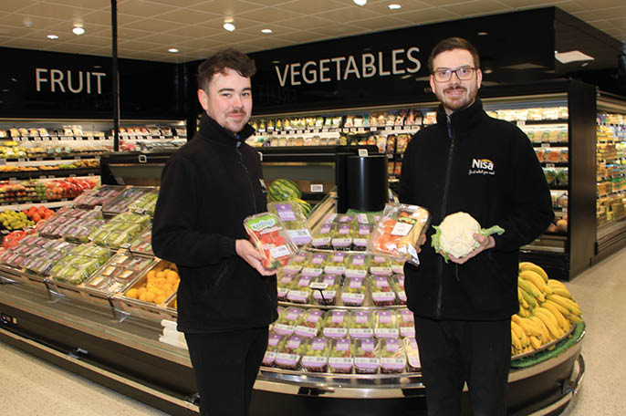 Brothers Steven and Colum Mathers in charge of the Fruit and Vegetables section at Fiveways.