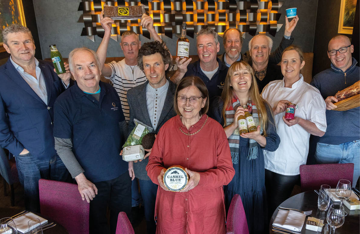 Paul Sherwood Photographer paul@sherwood.ie  00 353 87 230 9096 FREE REPRO Irish Food Writers Guild Awards 2025, held in Ananda Restaurant, Dundrum, Co.Dublin March 2025 Pictured: Lifetime Achievement Award: Jane Grubb of Cashel Blue Cheese, Co.Tipperary (front centre) and her husband Louis, with the other award winners: Sneem Black Pudding - Sean O’Sullivan, Co.Kerry, Murphy’s Ice-Cream, Sean Murphy, Co.Kerry, Higgins Family Butcher’s C te de boeuf, Rick Higgins, Co.Dublin, Pooka Hazelnut Poit n Liqueur, Mourne Dew Distillery, Donal Farrell,  John Donnelly, Co.Down, Contribution to Irish Food Award: Moy Hill Farm, Fergal Smith, Co.Clare, Community Food Award: Irish Seed Savers Association, Gillian Lattimore Co.Clare, Environmental Award: Master Chefs Ellan Farm, Pat O’Sullivan & Michelle O’Donnell, Co.Limerick  Photo - Paul Sherwood