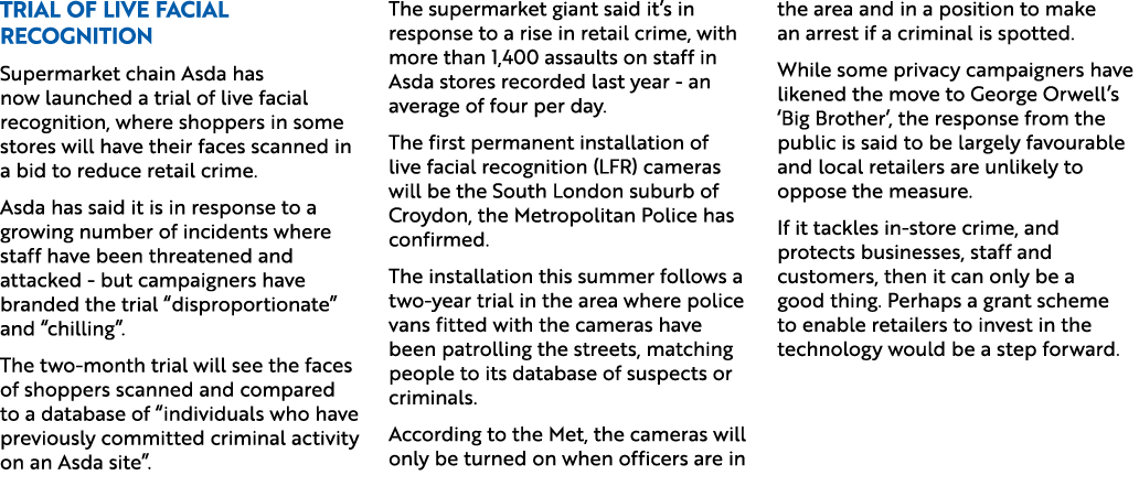 Trial of live facial recognition Supermarket chain Asda has now launched a trial of live facial recognition, where sh...