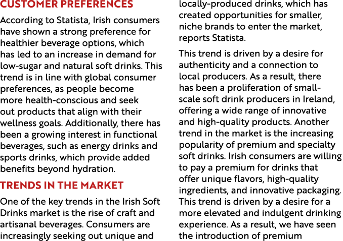 Customer preferences According to Statista, Irish consumers have shown a strong preference for healthier beverage opt...