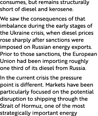 consumes, but remains structurally short of diesel and kerosene. We saw the consequences of that imbalance during the...