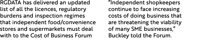 RGDATA has delivered an updated list of all the licences, regulatory burdens and inspection regimes that independent ...