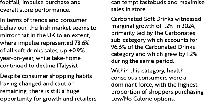 footfall, impulse purchase and overall store performance. In terms of trends and consumer behaviour, the Irish market...