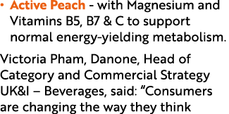 • Active Peach with Magnesium and Vitamins B5, B7 & C to support normal energy yielding metabolism. Victoria Pham, Da...