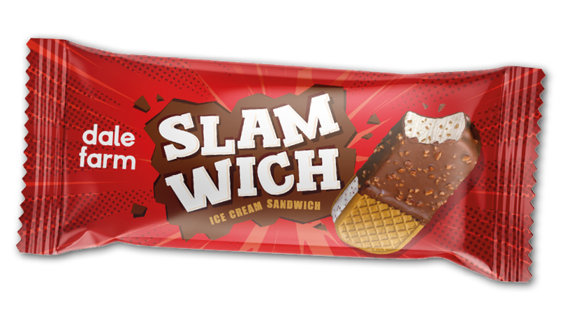 A red wrapper with a picture of a sandwich and a cookie on it. AI generated content