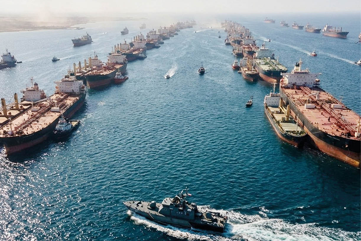 A large body of water with many boats and a small boat in the foreground. Description generated by AI