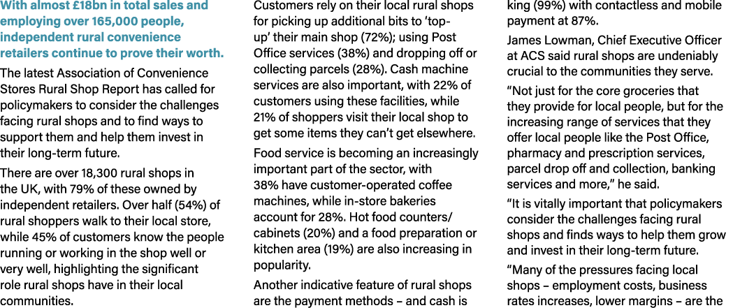 With almost £18bn in total sales and employing over 165,000 people, independent rural convenience retailers continue ...