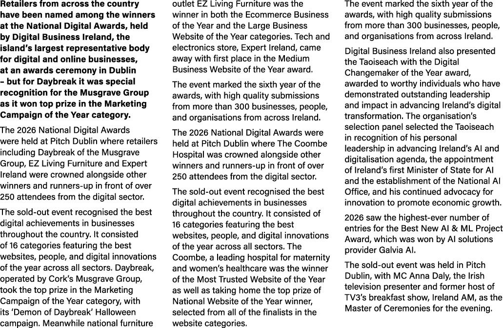 Retailers from across the country have been named among the winners at the National Digital Awards, held by Digital B...