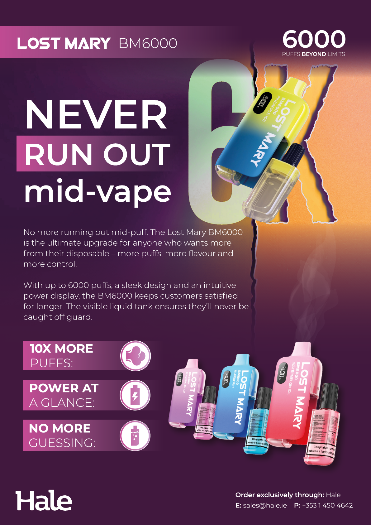 A purple and yellow advertisement for mid-vapes. AI generated content