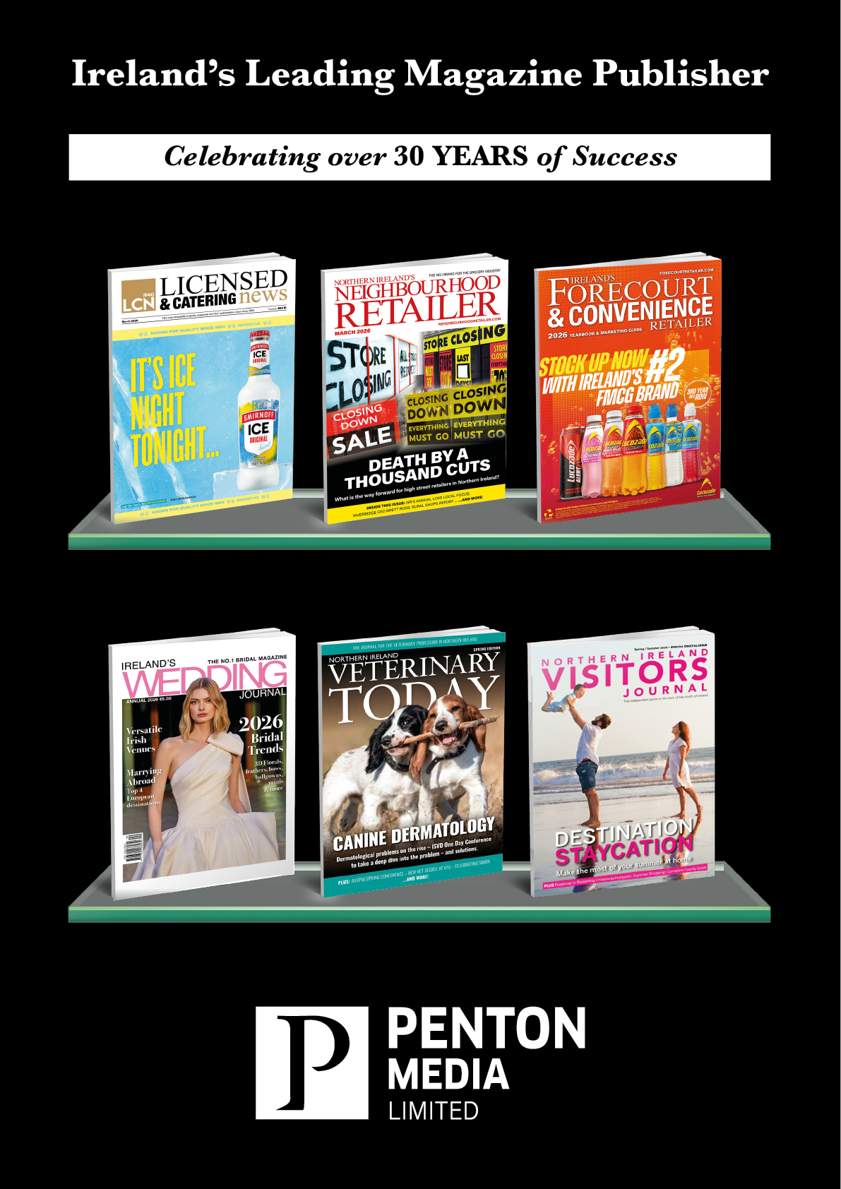 A magazine display with several different magazines. Description generated by AI