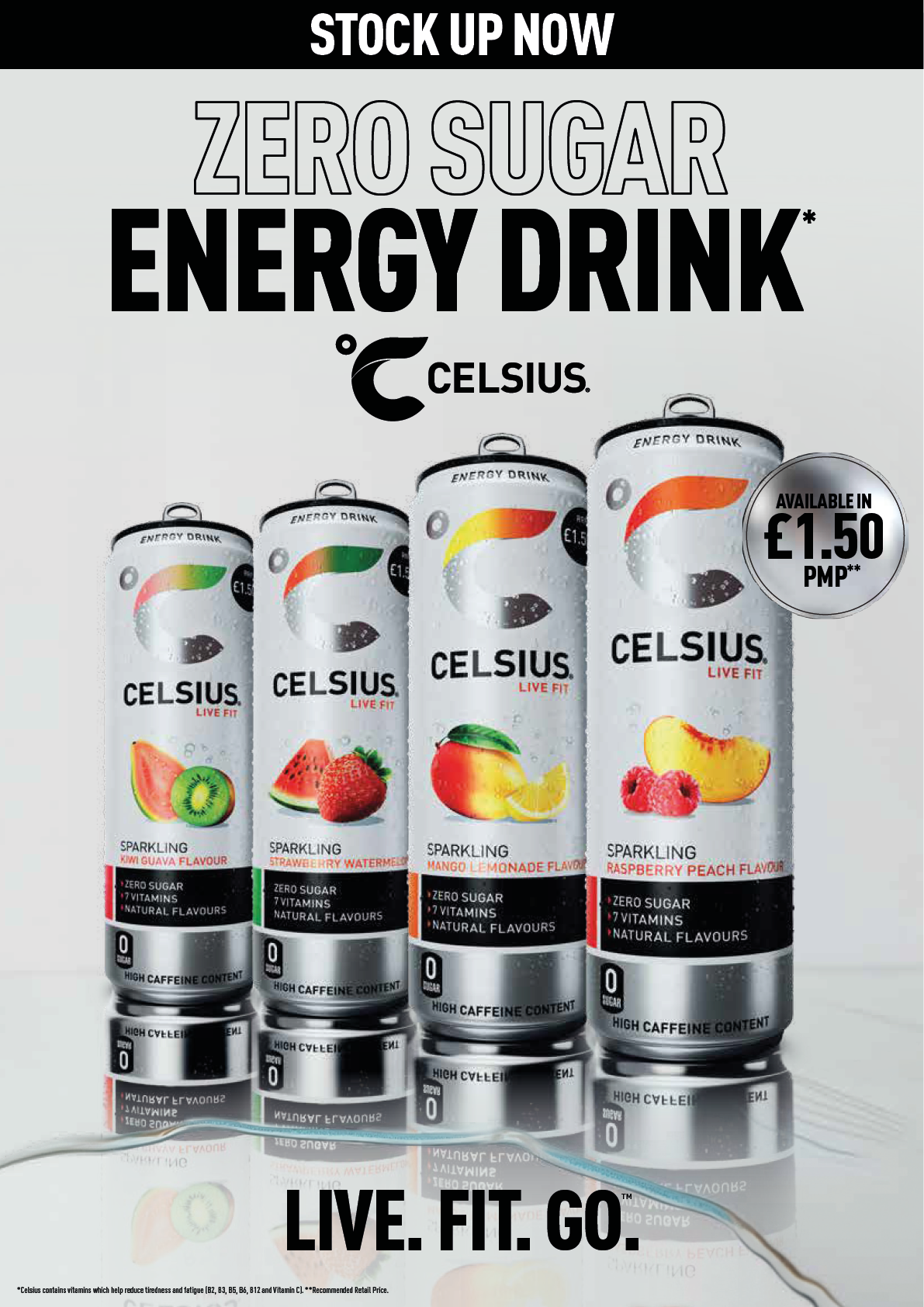 A poster advertising energy drinks. Description generated by AI